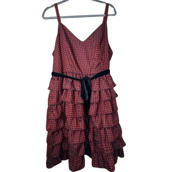 torrid Dresses & Skirts - Torrid Red Sz 12 Limited Edition Betsey Johnson Tiered Ruffle Dress Houndstooth